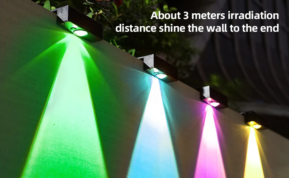 Solar Fence Light Outdoor RGB/Fixed Color Deck Light IP65 Waterproof Solar Outdoor Light for Garden Yard Railing Wall Step Patio