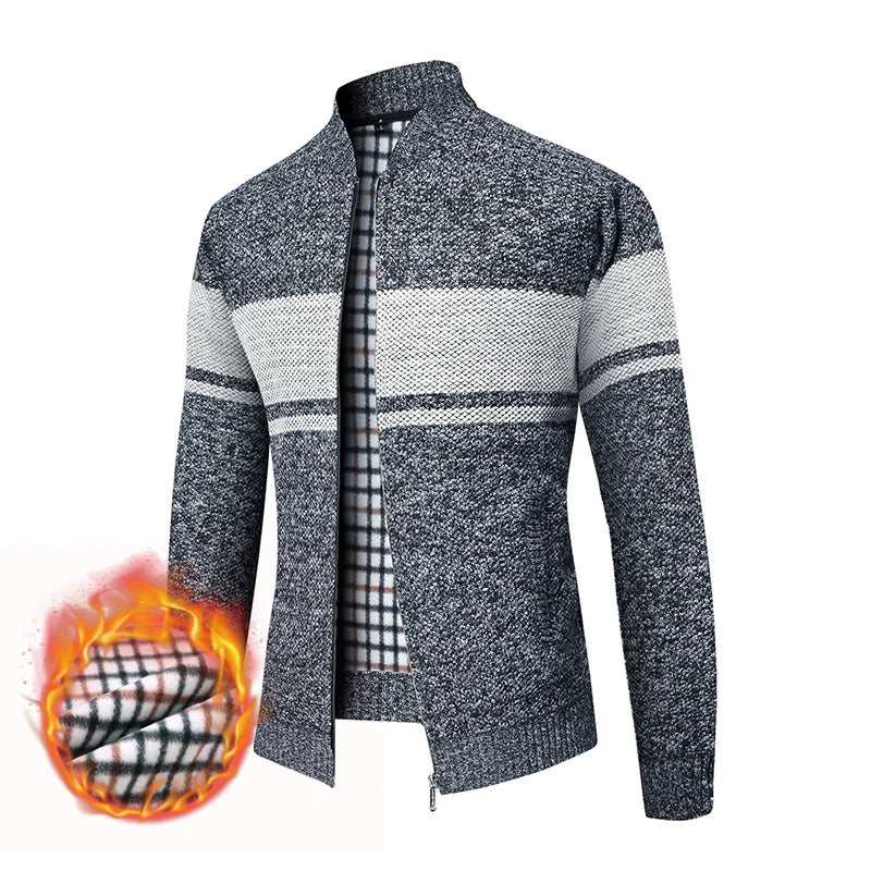 Men's High Quality Thick Plus Velvet Brand Casual Fashion Baseball Collar Classic Jacket, Zipper Warm Windbreaker Male Coats