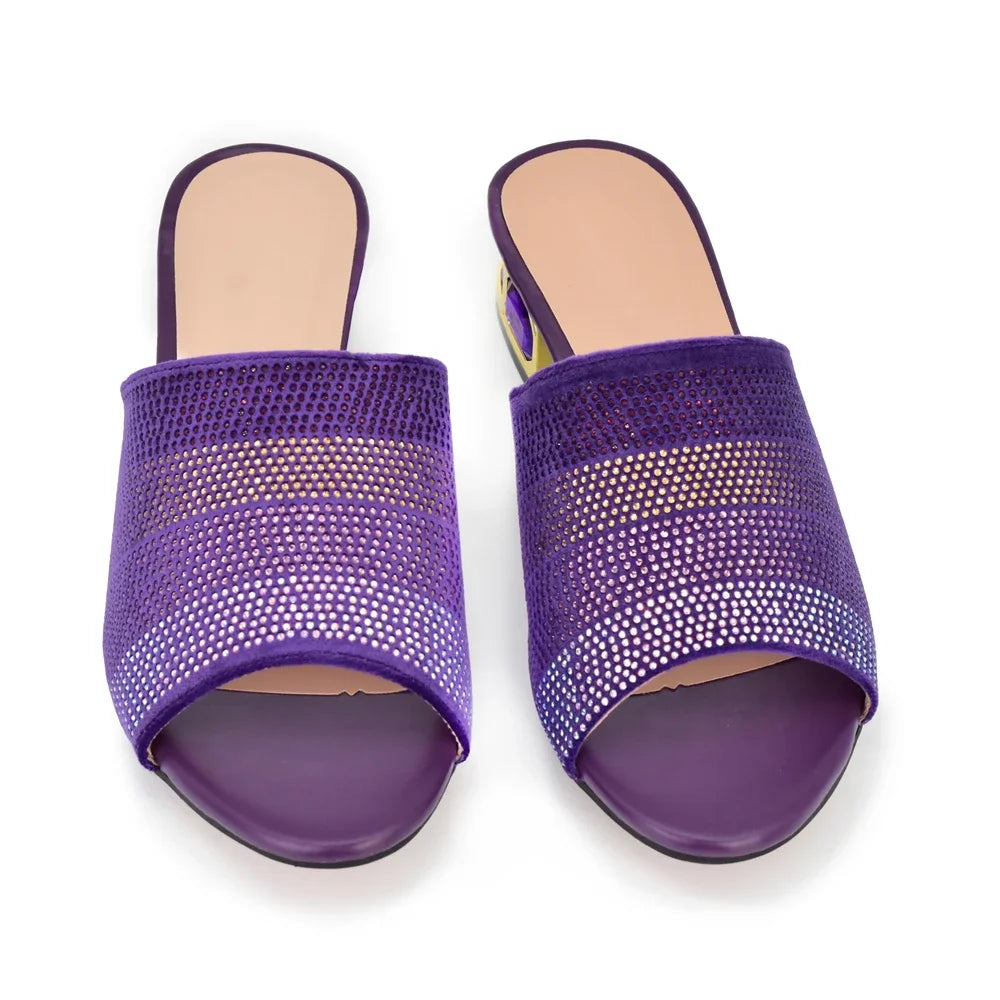 2025 Luxury Women's Designer Low Heel Party Slippers Shoes Decorated With Rhinestone for Bride's Wedding