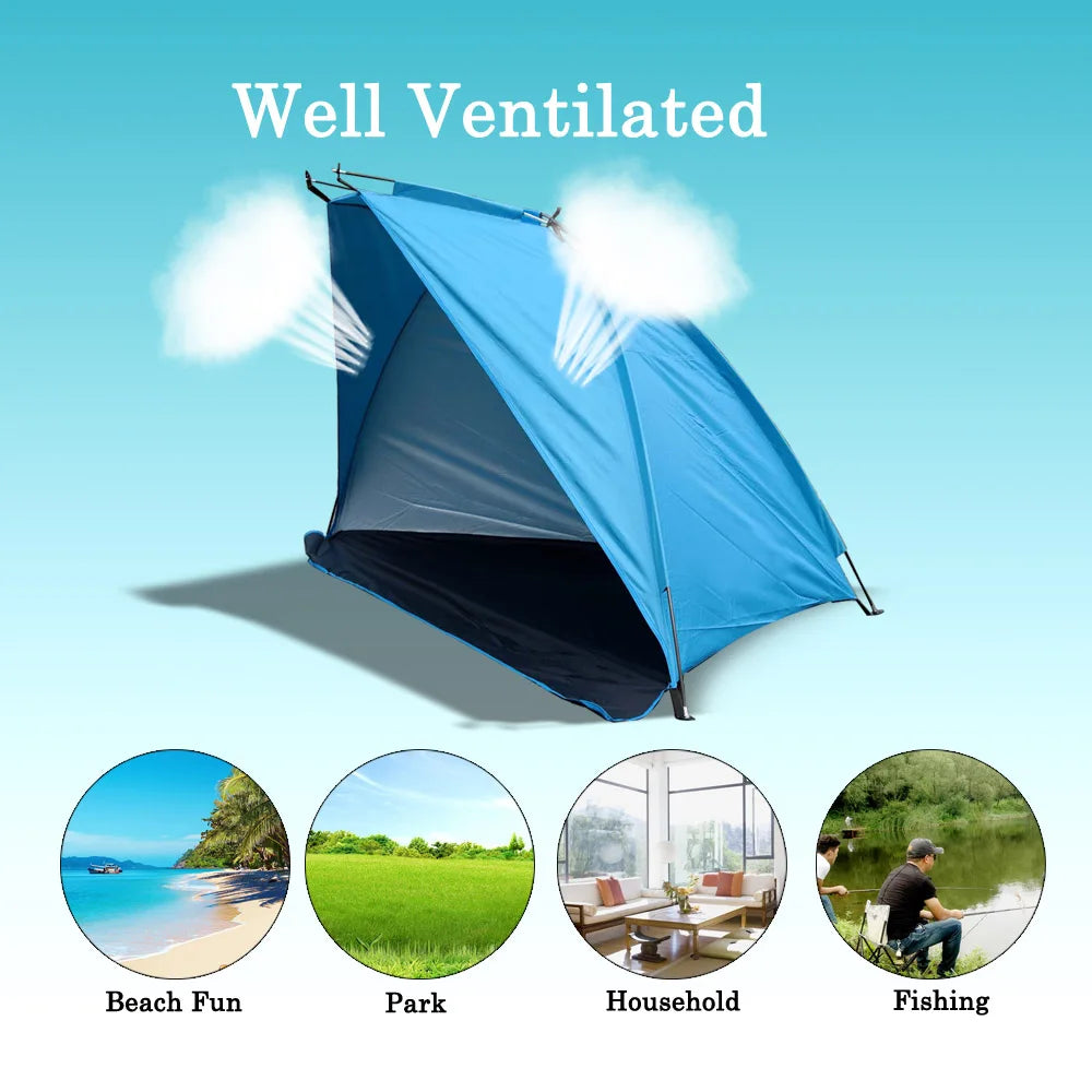 2 Persons Outdoor Beach Tents Shelters Shade UV Protection Ultralight Tent for Fishing Picnic Park Summer Awning Shade Shelter