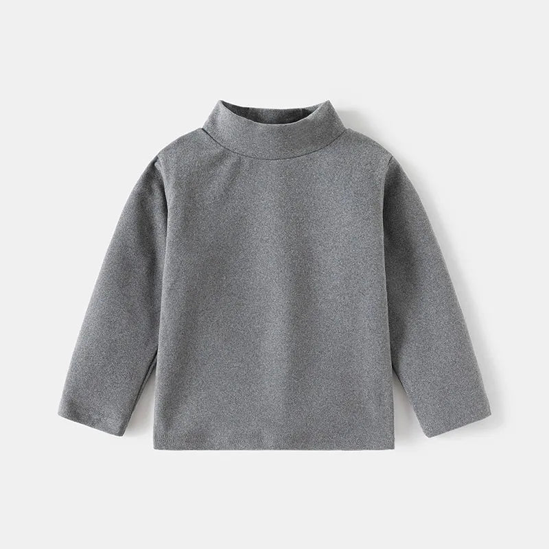New Autumn Kids Bottoming Shirt 2-6T Children Solid Colour High Collar Undershirts Girls Boys Tops Unisex