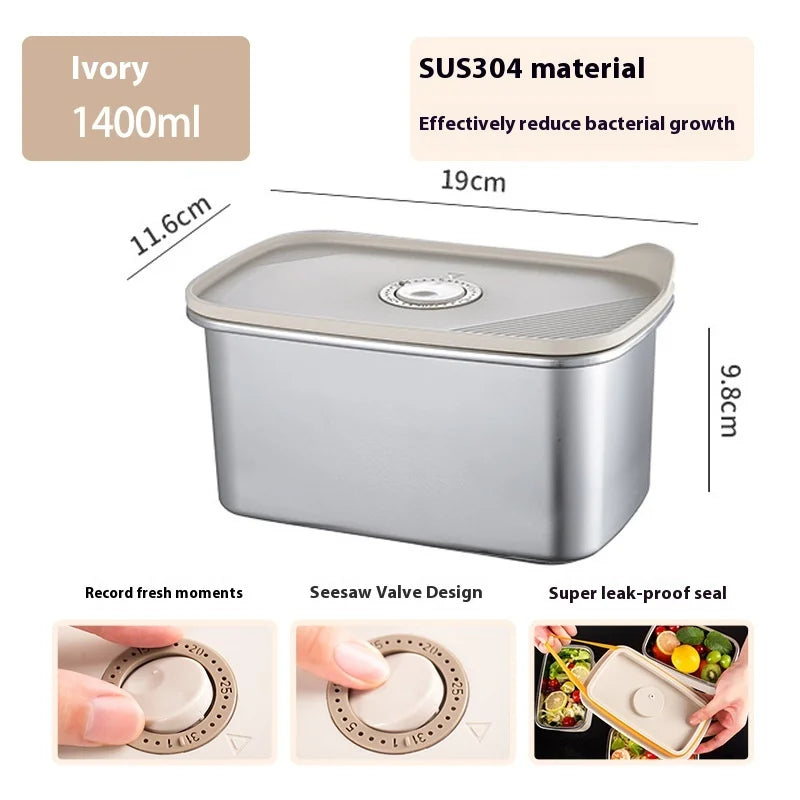 304 SS Airtight Leakproof Containers, BPA-Free - Fridge/Freezer/Microwave Safe, Stackable - Home/Kitchen Lunch Box Fruits/Meals