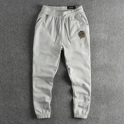 Herfst Amerikaanse Retro Terry Gebreide Borduurwerk Joggingbroek Heren Eenvoudige Elastische Taille Trekkoord Sport Casual Jeugd Losse Broek