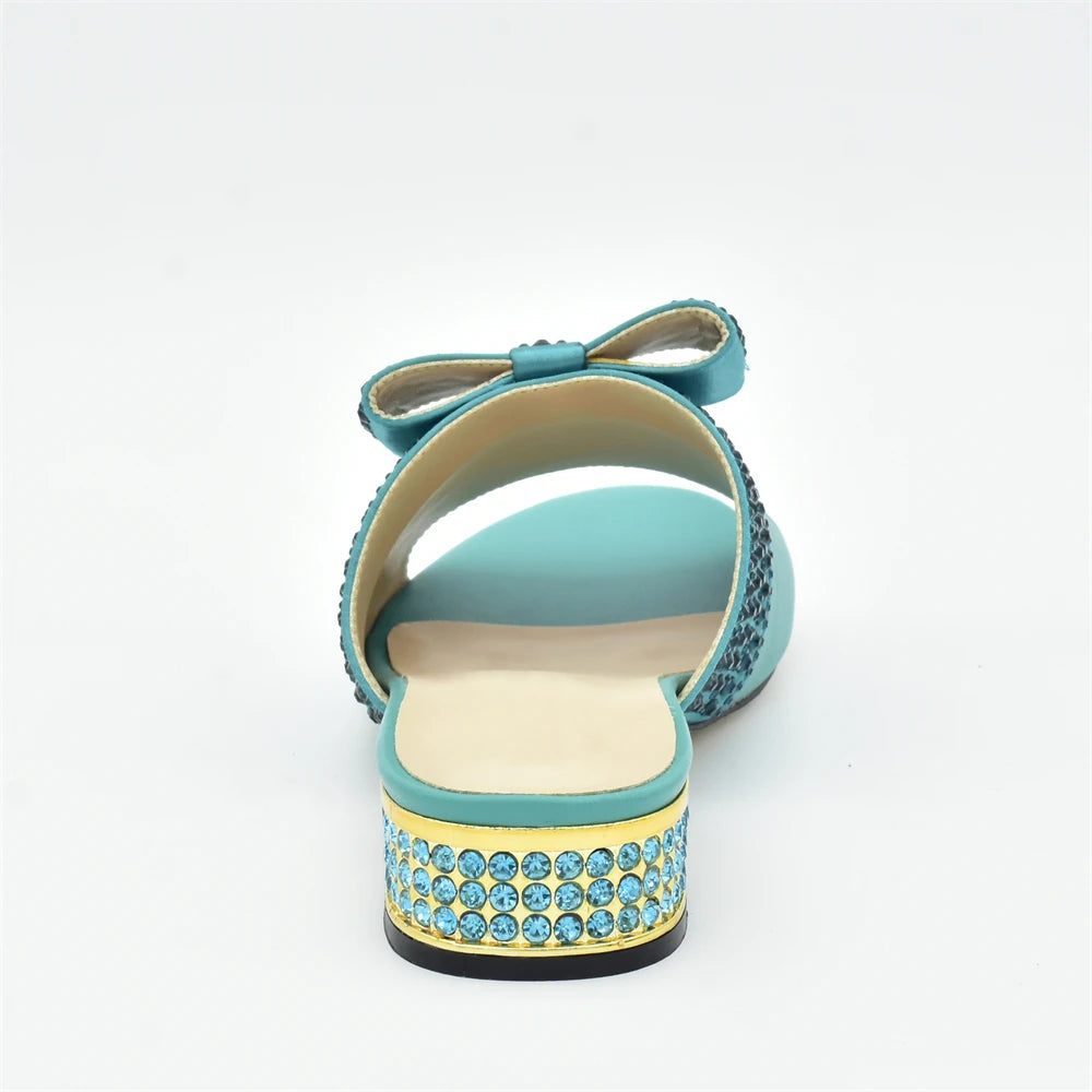 Italian Ladies Shoes and Bags To Match Set Decorated with Rhinestone Sling Backs Low (1cm-3cm) Luxury Shoes Women Designers