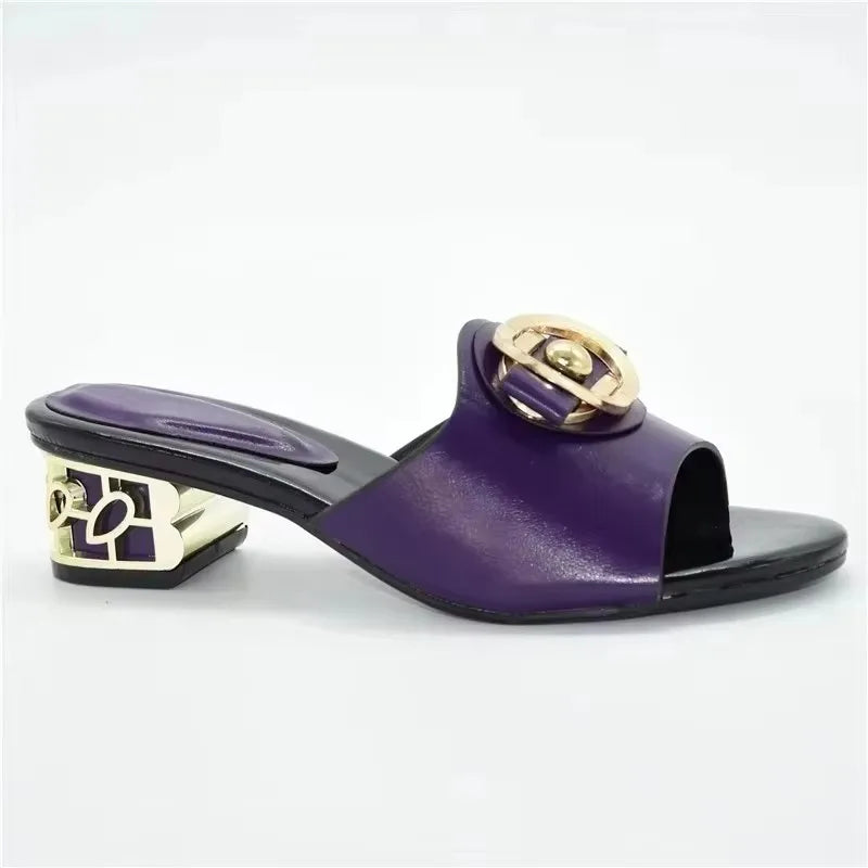 African Women Party High Heels Sexy Ladies Open Toe Slip-On Shoes Decorated with Rhinestone Plus Size for Ladies