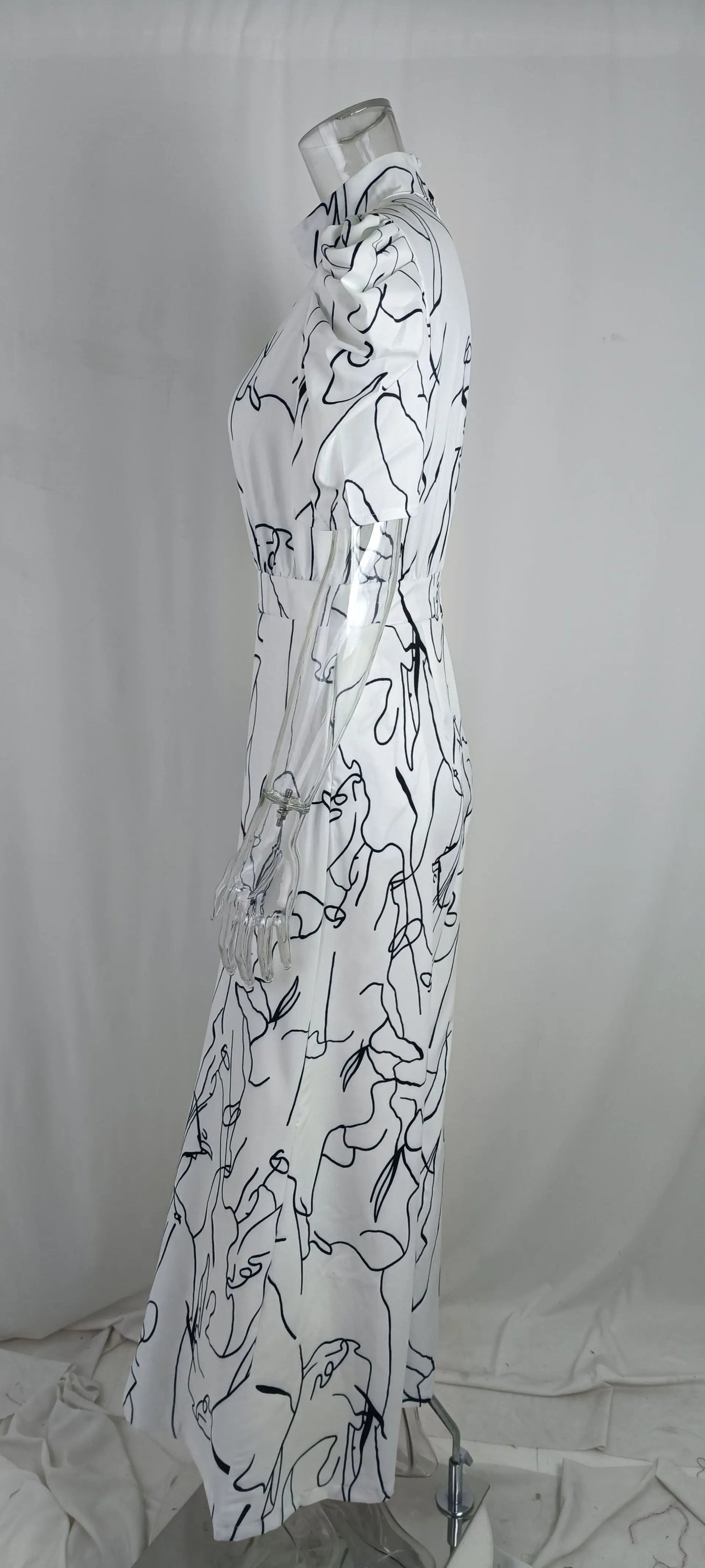 Women Jumpsuit Loose Fashion Elegant Long Pants Short Sleeve Halterneck Art Print Sets High Streetwear