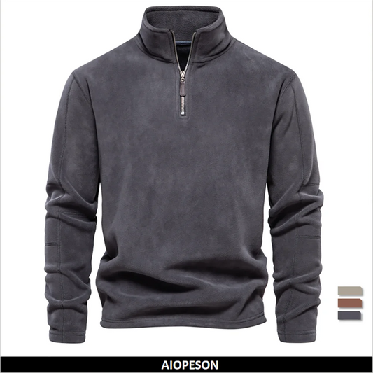 Men's Quality Thickened Warm Fleece Jacket for Men Zipper Neck Pullover Male Sweatshirt Soft Shell Jacket