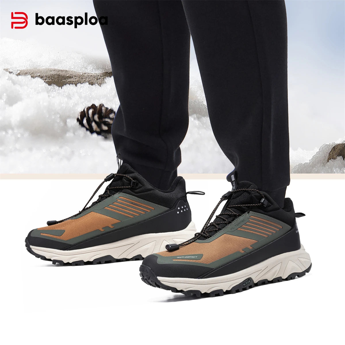 Men's Warm Hiking Shoes For Lightweight Walking - Suitable For Outdoor With Waterproof & Non-Slip Feature