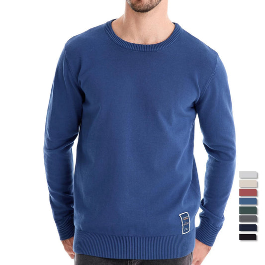 Men's Solid Cotton Crew Neck Knitted Pullover Sweaters Casual Fashion Classic Sweater for Men