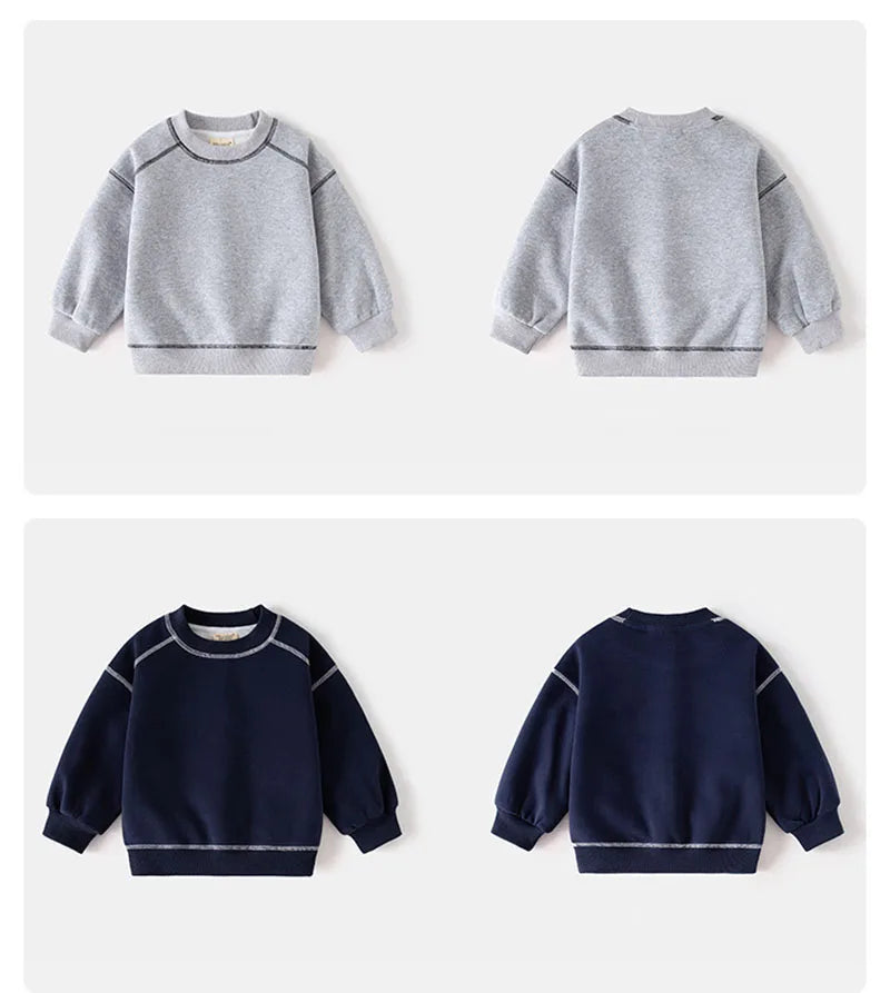 New Spring Kids Hoodie Girls Cute Contrast Colour Pullover Thin Style Children Loose Boys Sweatshirt 2-6T Unisex