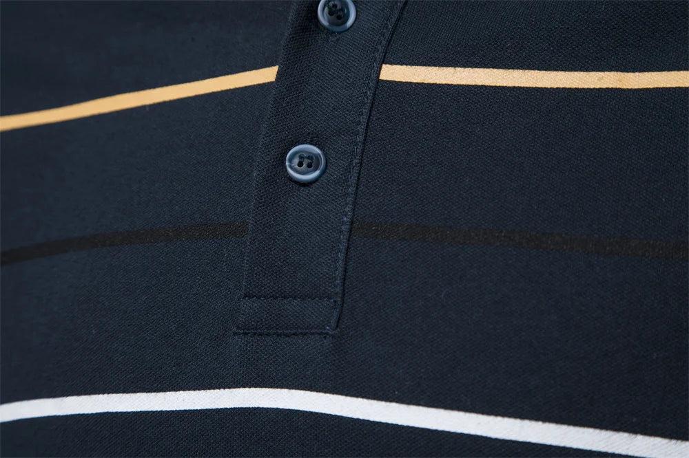 Men's Polo Shirts Cotton Short Sleeve Striped Contrast Colour Polo Shirts for Men Brand High Quality Social Polos Male