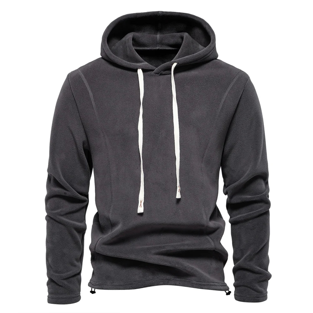 Heren winter effen fleece hoodie van hoge kwaliteit warme casual trekkoord hoed sweatshirt zachte shell hoodies voor heren