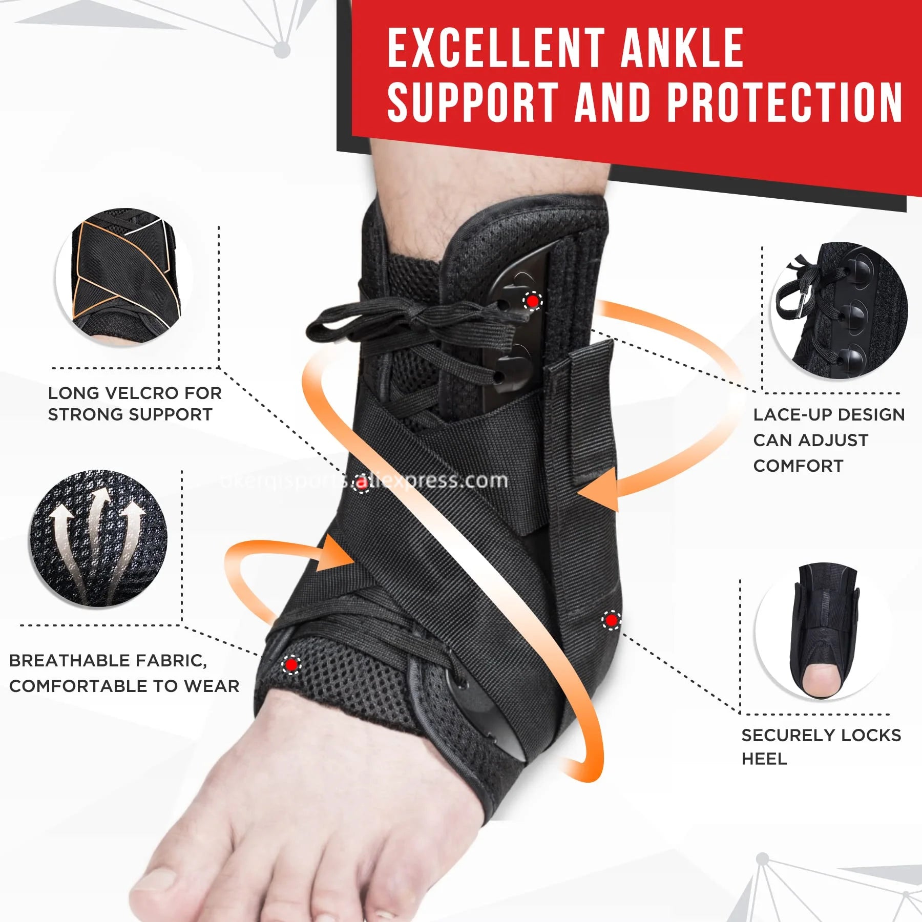 1PC Sports Ankle Brace And Support For Achilles Tendonitis, Joint Pain & Swelling - Heel Spur Ankle Stabilizer Brace & Tendon Protection