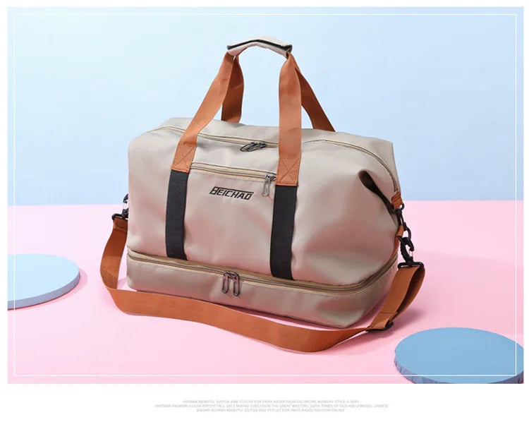 Travel And Portable Fitness Sports Bag With Shoulder Crossbody Feature - Chest & Handbag Duffle Carry On Weekender Bag