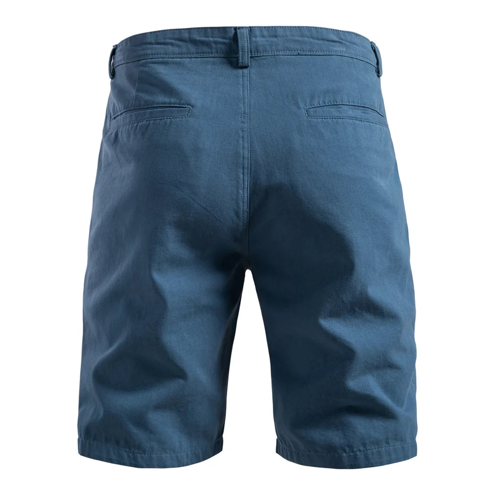 2025 Men's 5-Inch Casual Shorts 100% Cotton Solid Elastic Waist Summer Comfy Beach Business Social Multi Colours