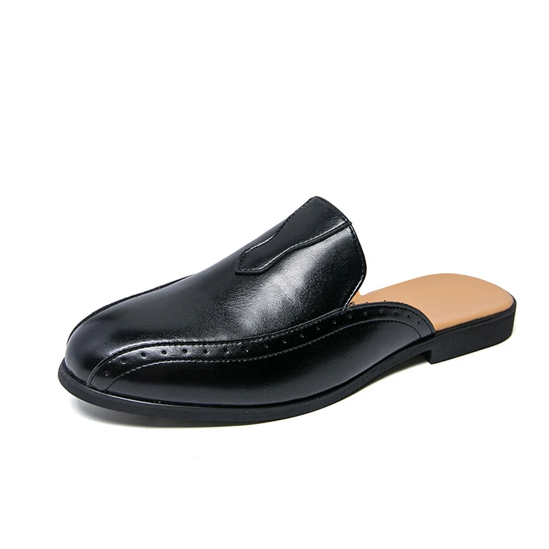 Youth Designer Summer Half Drag Shoes Breathable Men Slip-on Casual Loafers Flat Bottom Walking Slippers