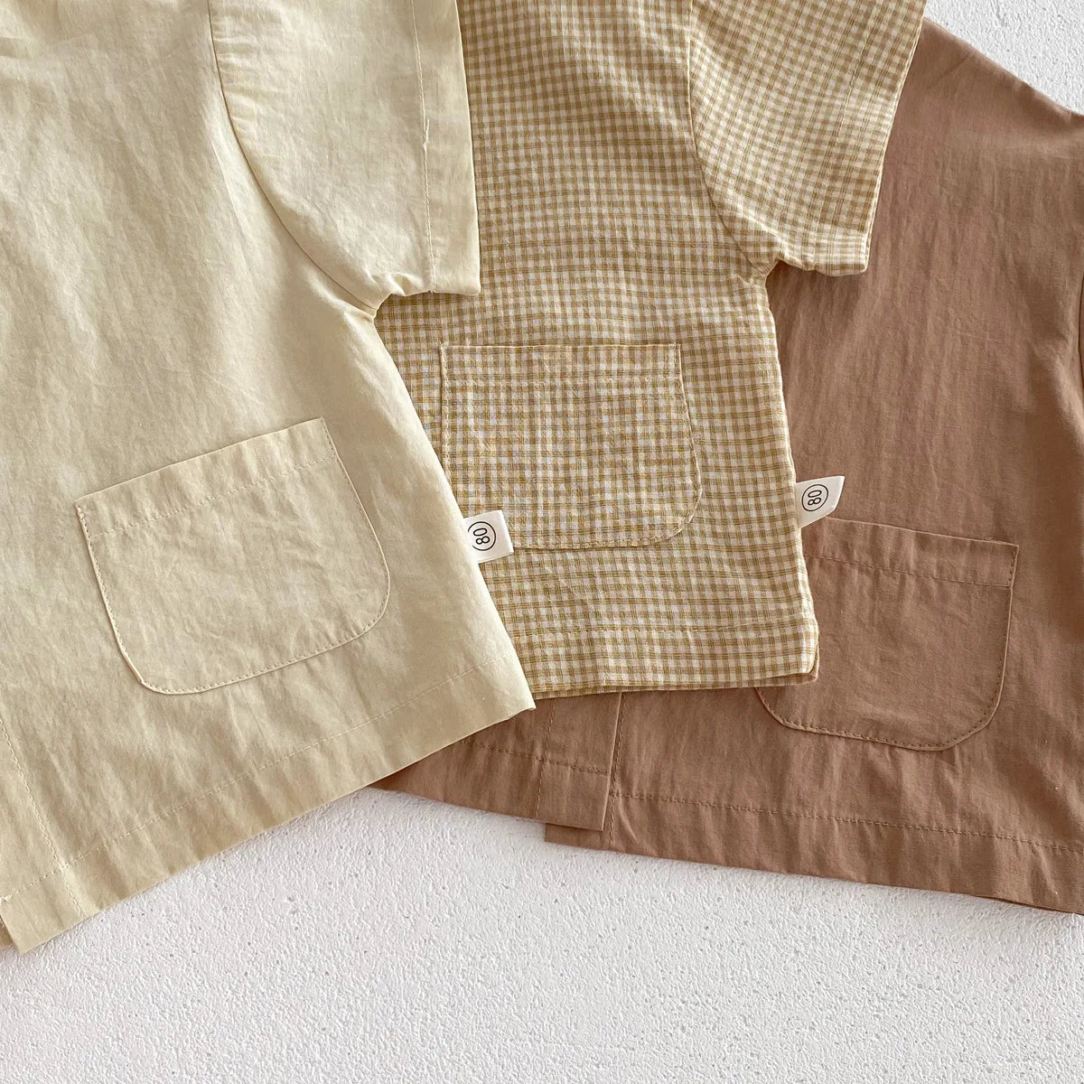 Summer Thin Short Sleeve T-shirt and Shorts Set Small Stand Collar Cool Toddler Boys Baby Girls 2PCS Casual Beach Suits 1-5Y Unisex