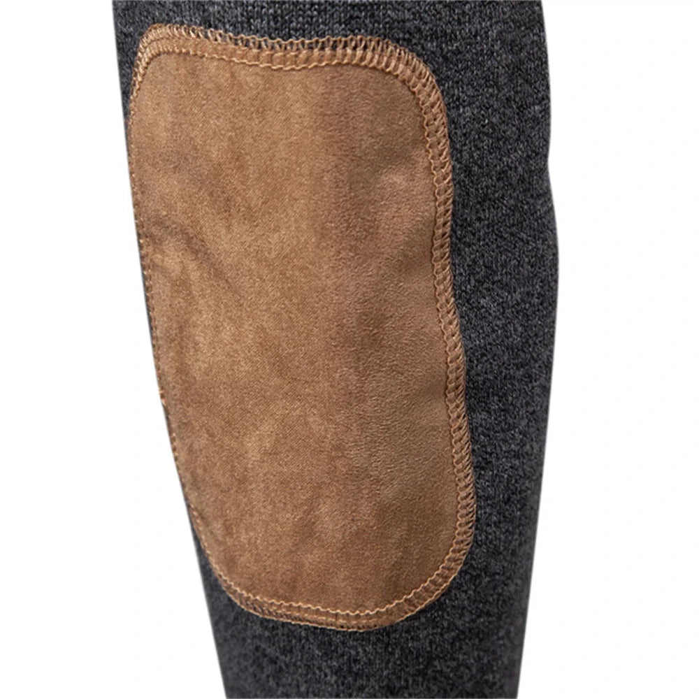 Men's Autumn Cotton Sweater O-Neck Patchwork Sleeve Pullovers Solid Colour Warm Winter Sweaters For Men