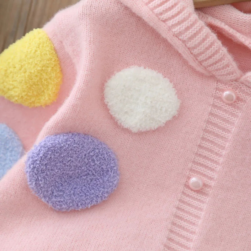 Autumn Kids Sweater for Girls Cute Colour Balloon Knitted Pullover Loose Children's Clothing Sweet Style 2-6T Girls