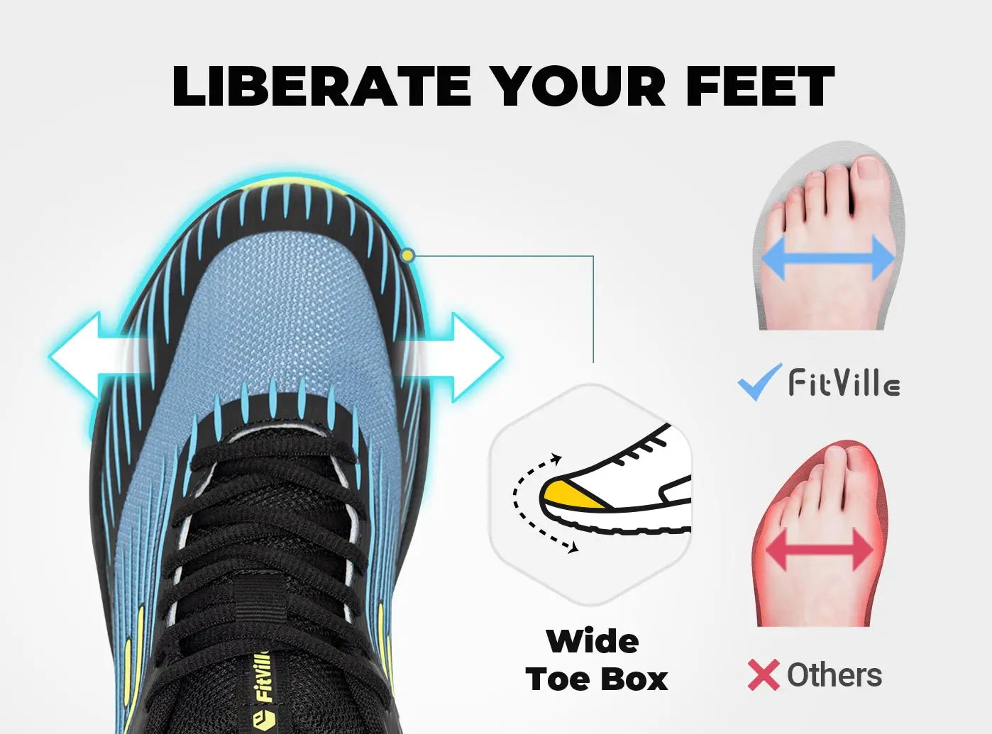 Men's Extra Wide Non-Slip Trail Running Shoes - Lightweight Sneakers For Swollen Feet & Arch Support Pain Relieve
