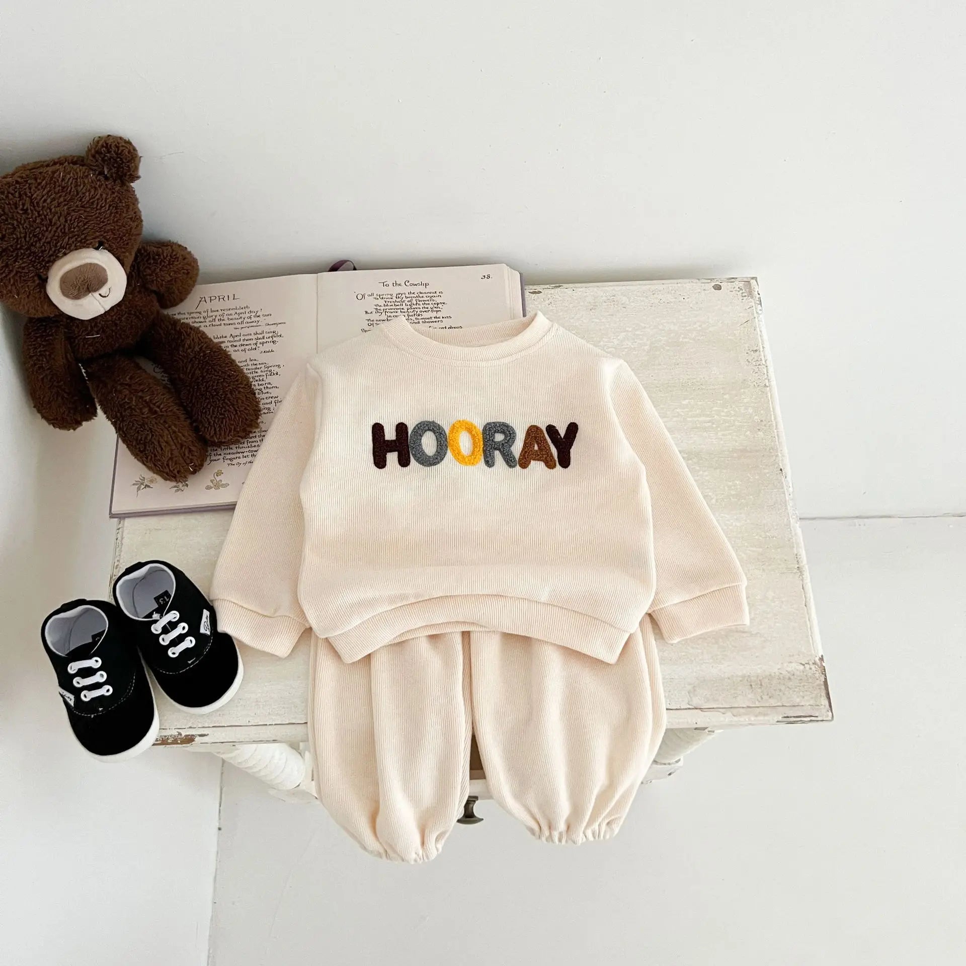 NEW Autumn Children's Clothing Pullover Set Boys Sweatshirt and Pants Girls Letter Hoodies Suit Kid's 2PCS Outfit 0-4Y Unisex