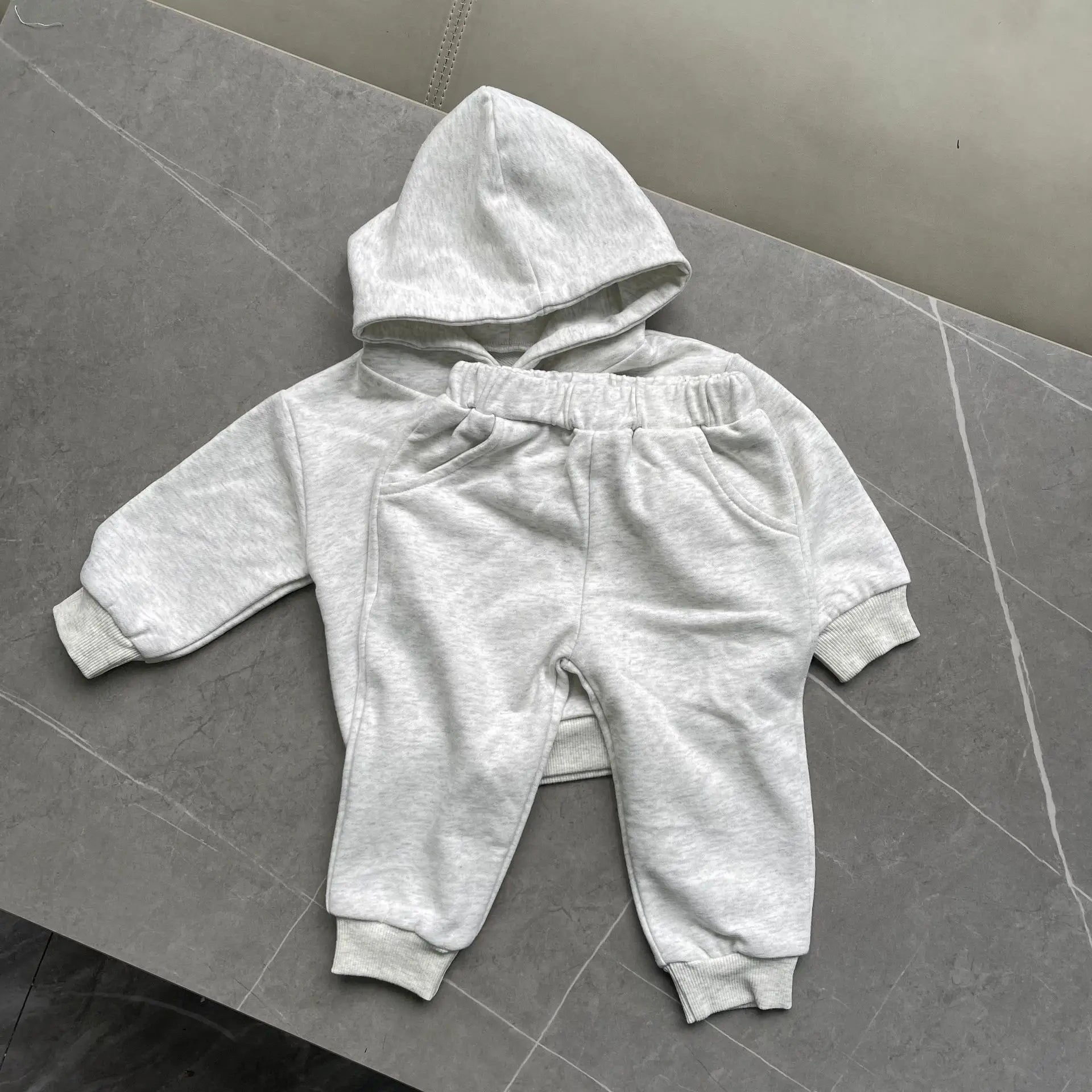 2025 Autumn Winter New Baby Letter Print Hooded Sweatshirt + Sweat Pants 2PCS Suit Boys Girls Casual Sports Set Kids Outfits 1-3Y