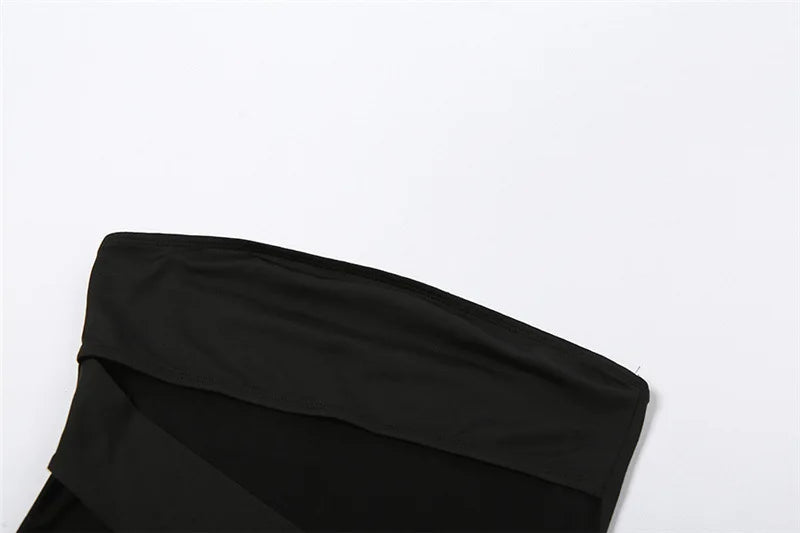 Midnight Dress See-Thought Mesh Patchwork Bandage Wrapped Chest Women Sexy Hip Wraps Dresses Female Partywear Clothing