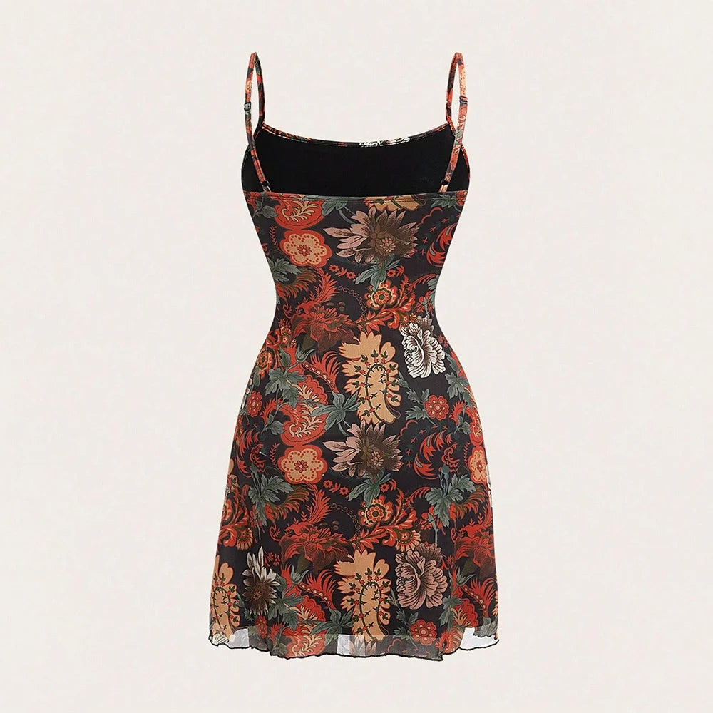 Jurken Zomermode Hot Sweet Grafisch Print Ontwerp Mouwloos Vierkante Hals Mini Casual Cami Melkmeisje Damesjurken