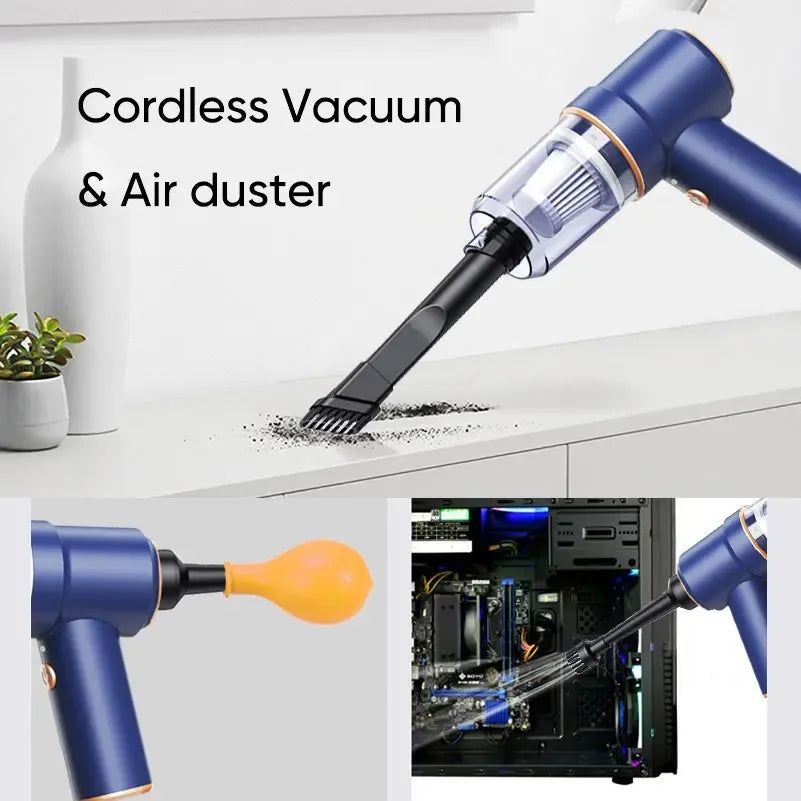 2-in-1 Wireless Car Vacuum Cleaner – Portable High-Power Handheld Vacuum with Multi Brush Heads & Type-C Charging