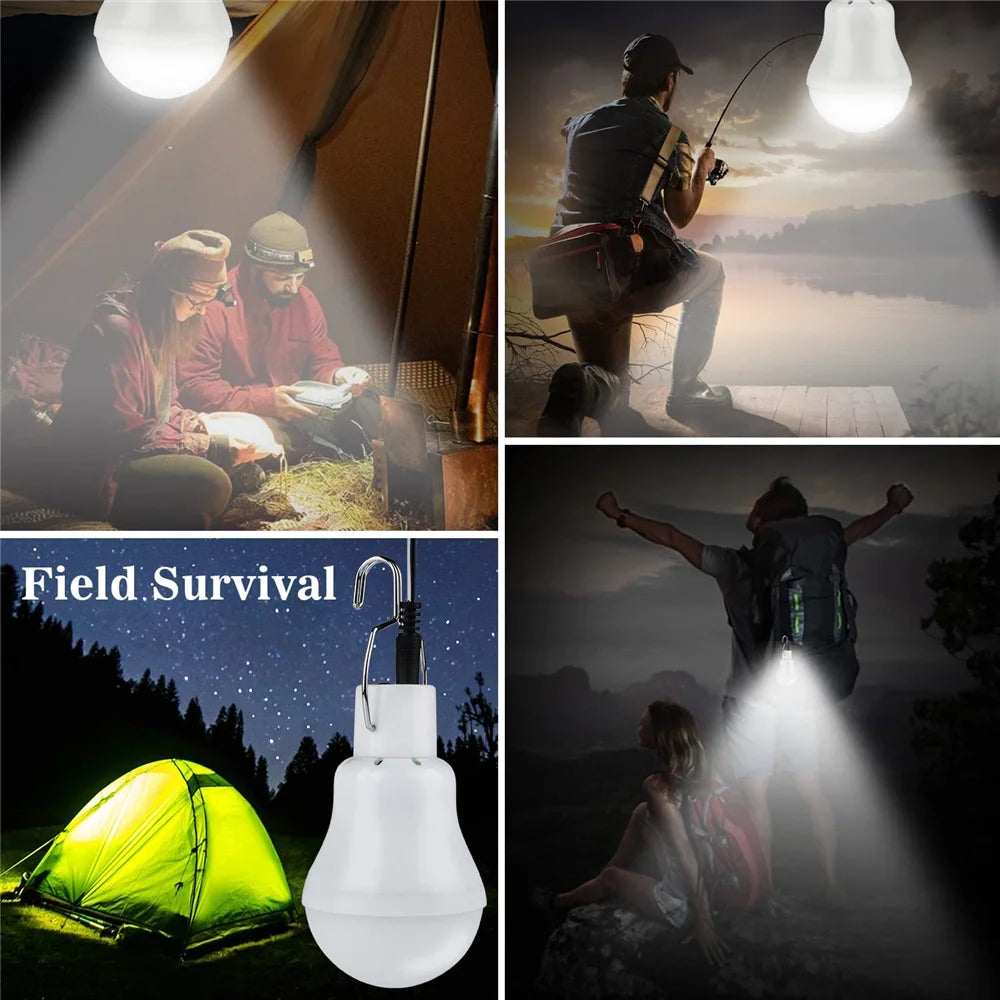 Solar Powered Lamp Portable Led Bulb Lights Rechargeable Camp Tent Night Fishing Emergency Solar Energy Panel Sunlight