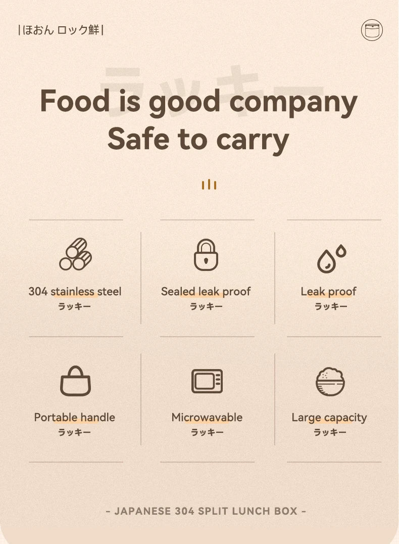 WORTHBUY Bento Lunch Box Set, Portable Keep Warm Lunch Container With Insulated Bag, 18/8 Stainless Steel Thermal Food Container