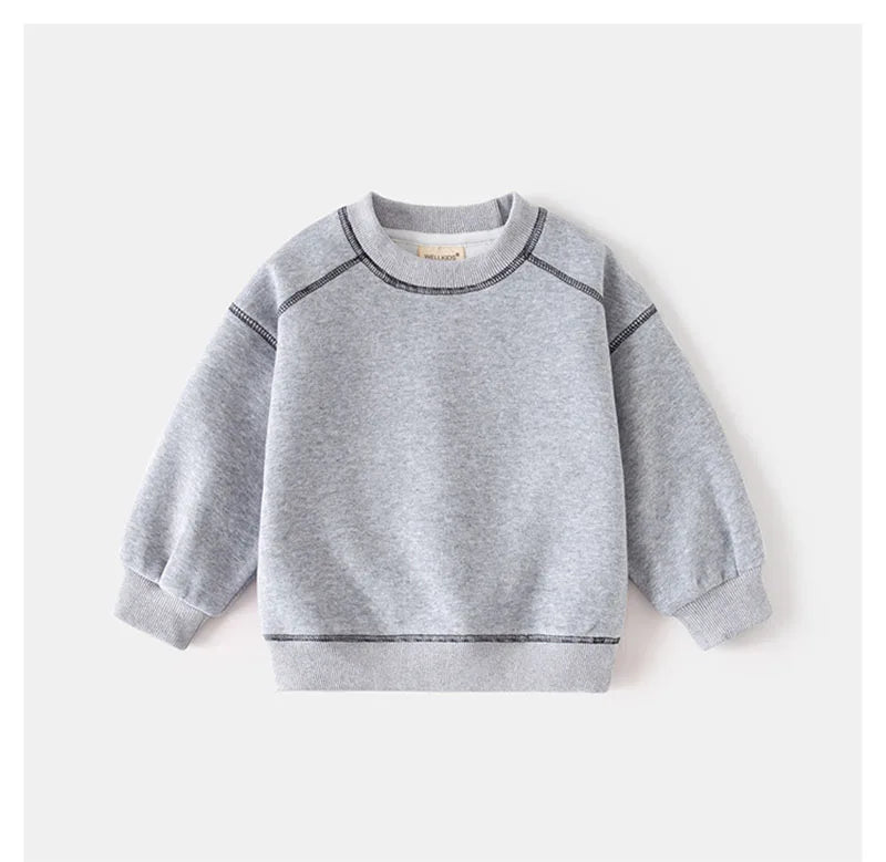 New Spring Kids Hoodie Girls Cute Contrast Colour Pullover Thin Style Children Loose Boys Sweatshirt 2-6T Unisex