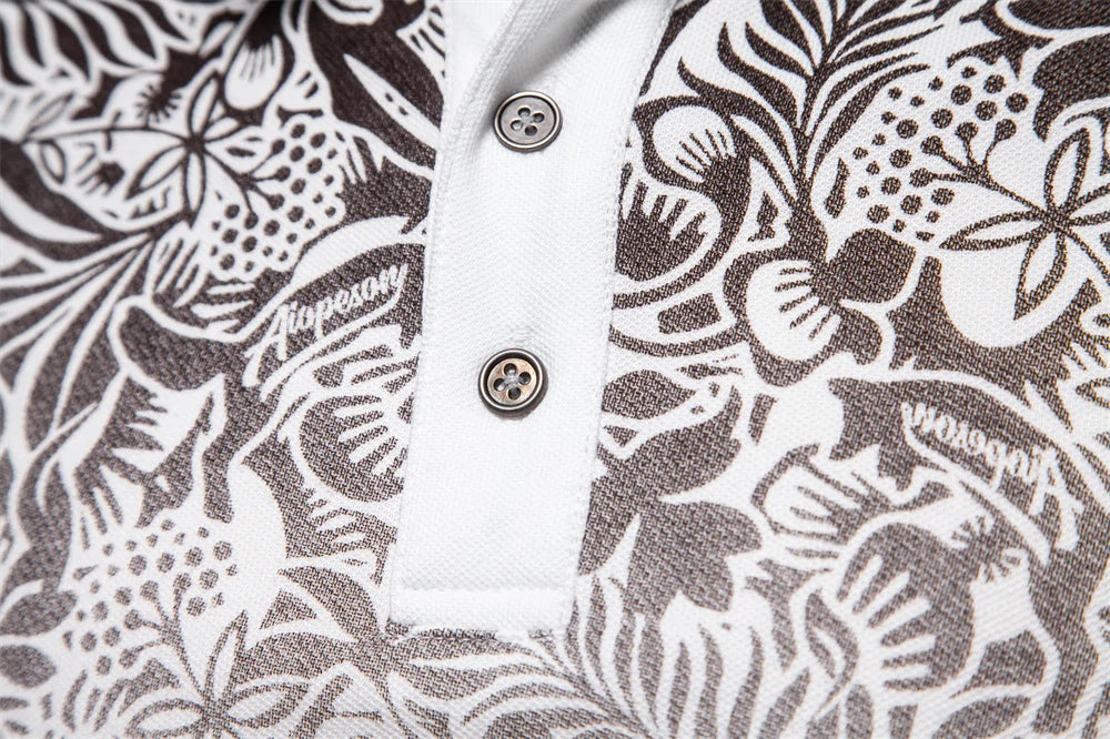Men's Gradient Printed Cotton Blend Short Sleeve Summer Polo Shirt For Men