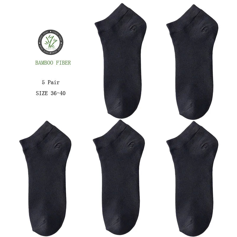 5 Pair Women's Ankle Bamboo Fibre Socks Solid Colour Summer Breathable Casual Short Socks High Quality Woman Boat Socks Set