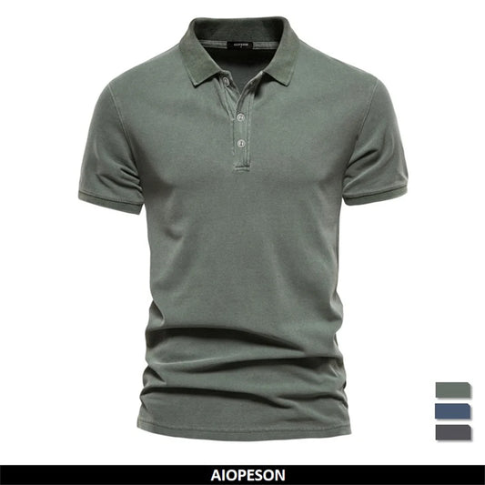 Men's 100% Cotton Solid Colour Polo Shirts Casual Short Sleeve Turndown Fashion Streetwear Shirts For Men
