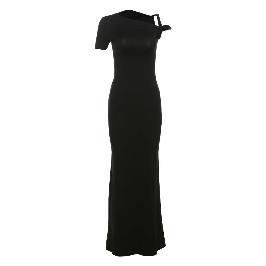 Smooth Bandage Dress Woman Summer Sexy Irregular Solid Sheath Chic Stretch Body-Shape Birthday Party Elegant Bodycon