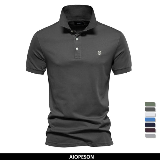 100% Cotton Embroidery Men's Polo Shirts Solid Colour Short Sleeve Polo Shirts Summer Social Polos For Men