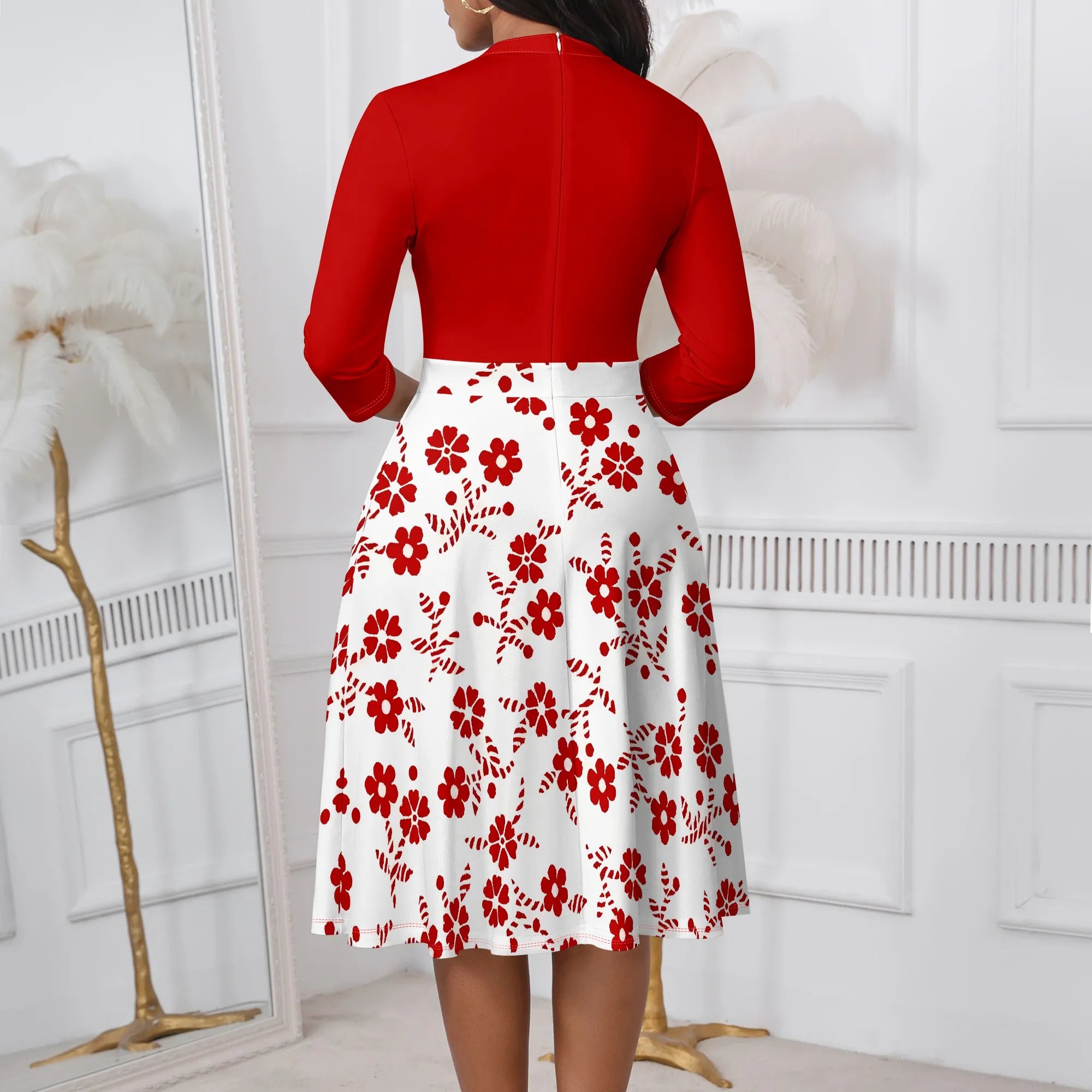 Women's Abstract Off Shoulder Maxi Dress 3/4 Sleeve Blue Gold Slit Party Evening