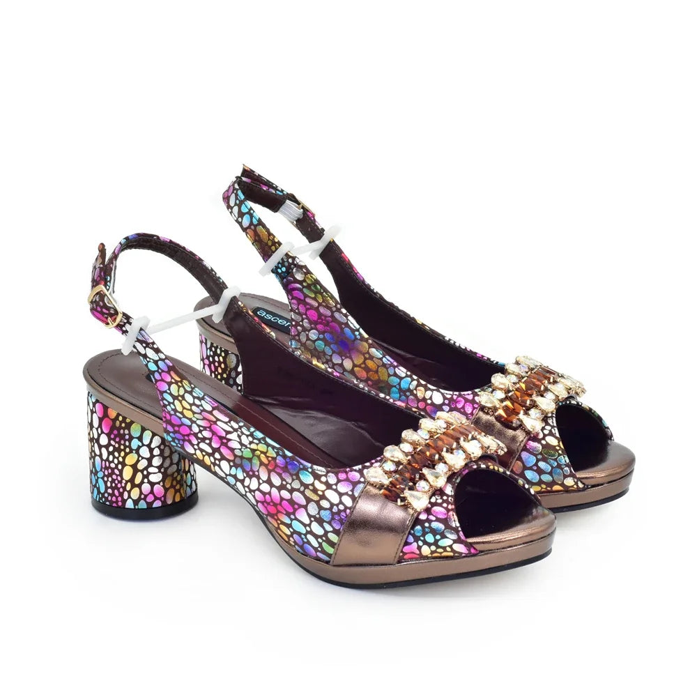 2025 Women Party Italian-Nigerian Shoe and Bag Set Decorated with Rhinestone Suitable for Wedding