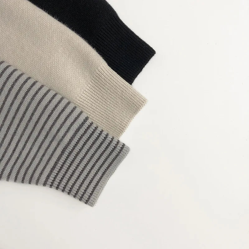 Kindertruien met bontvoering, jongenstruien, halve coltrui, meisjes gebreide trui voor kinderen van 0-6 jaar, unisex