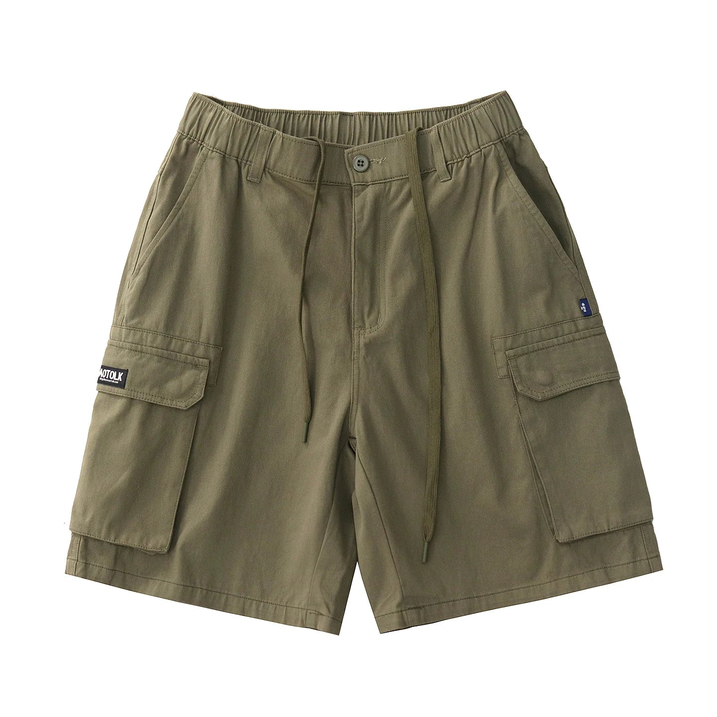 2025 Zomer Nieuwe Amerikaanse Retro Geweven Cargo Shorts Heren 100% Katoen Elastische Taille Trekkoord Casual Losse Rechte 5-punts Broek
