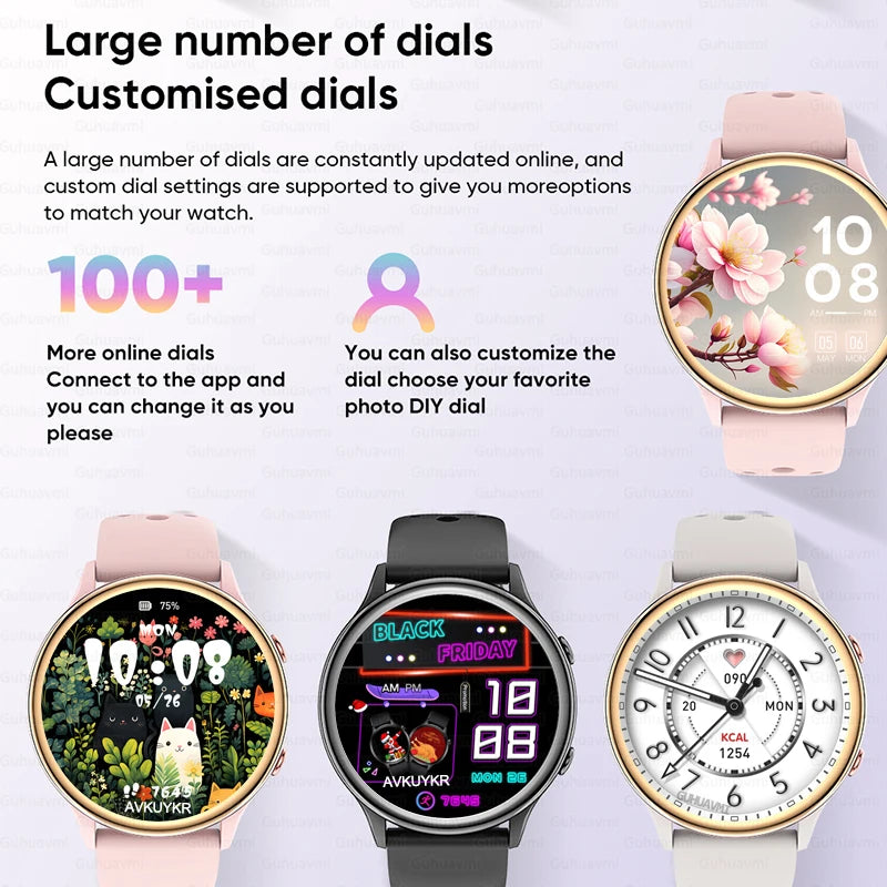2025 Mini Smart Watch Dames 1,27-inch 360*360 AMOLED HD-scherm IP68 Waterdicht Hartslag Bloedzuurstof Smartwatch - Compatibel met HUAWEI IOS