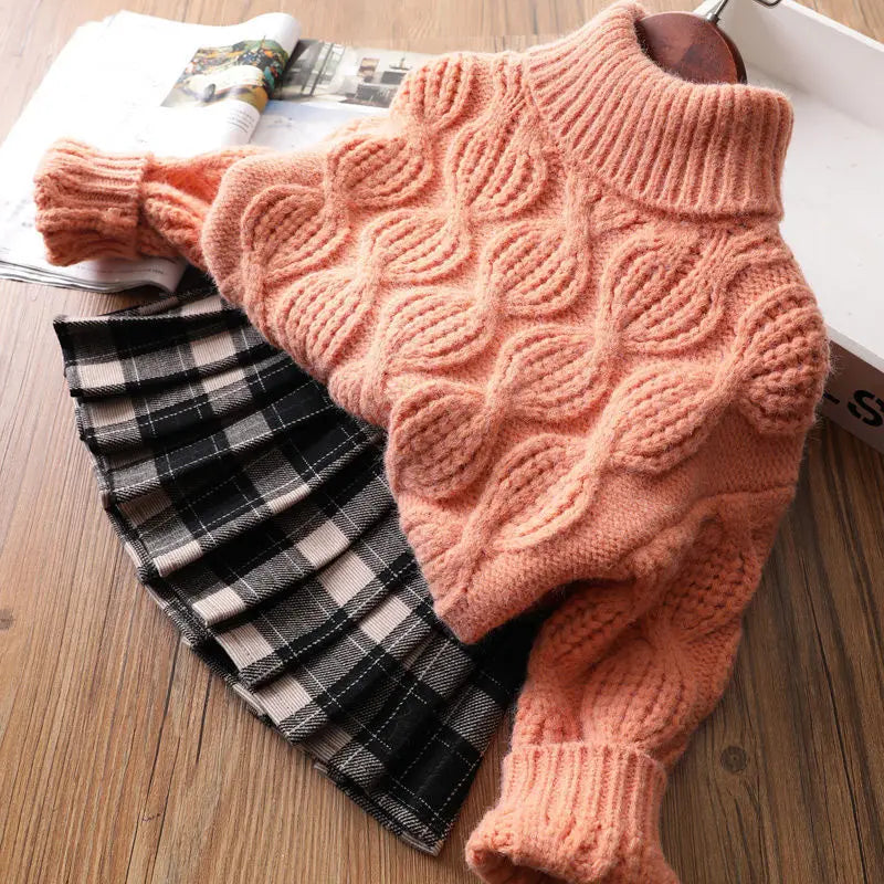 Kids Sweaters Turtleneck Girls Boys Knitwear Children Pullover Warm Kids Base Tops 2-8Y Unisex