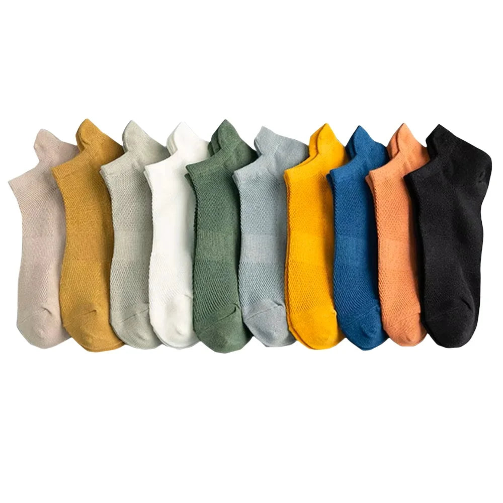 10/20 Pair Summer Men's Mesh Breathable No-Show Socks Fashion Casual Ankle Sports Cotton Socks For Men