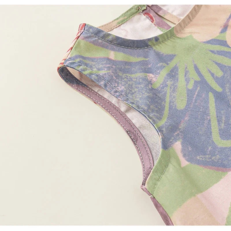 New Summer Girls Printing Dress Kids Cute Sleeveless Multi-Colour Dress Children Loose Thin Clothes 1-7T Girls