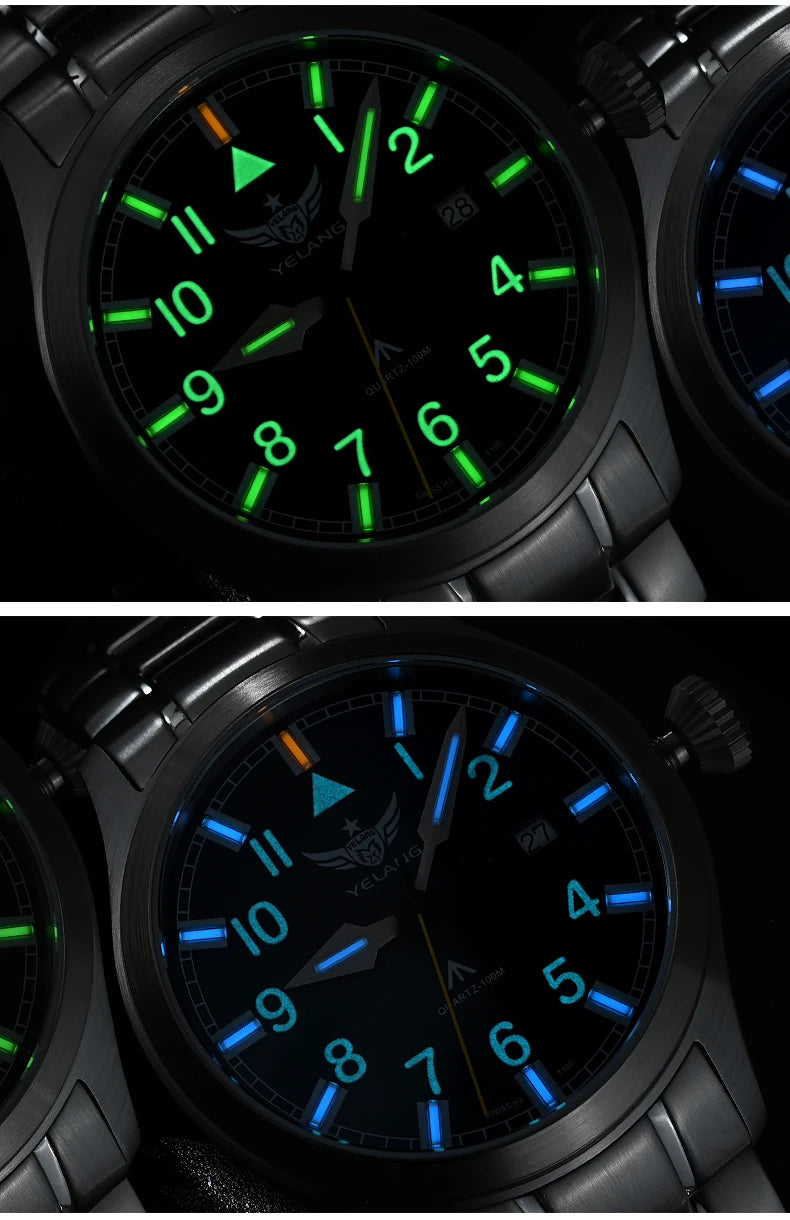 Yelang V1021 Men Quartz Watch 42mm Swiss Ronda Movement Luminous T100 100m Waterproof Men's Diving Watch 316L Stainless Sapphire