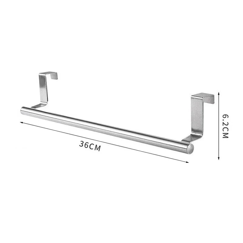 Stainless Steel Towel Rack Kitchen Cabinet Door Hanger Rag Holder Bathroom Bath Towel Storage Shelf Home Organizer