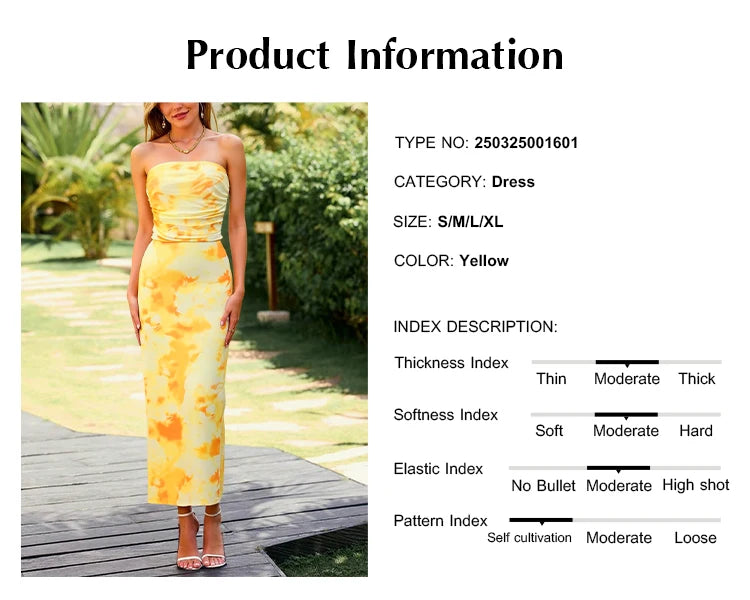 Dresses Summer Vacation Decent Graphic Print Strapless Sleeveless Off Shoulder Maxi Side Slit Dresses For Women