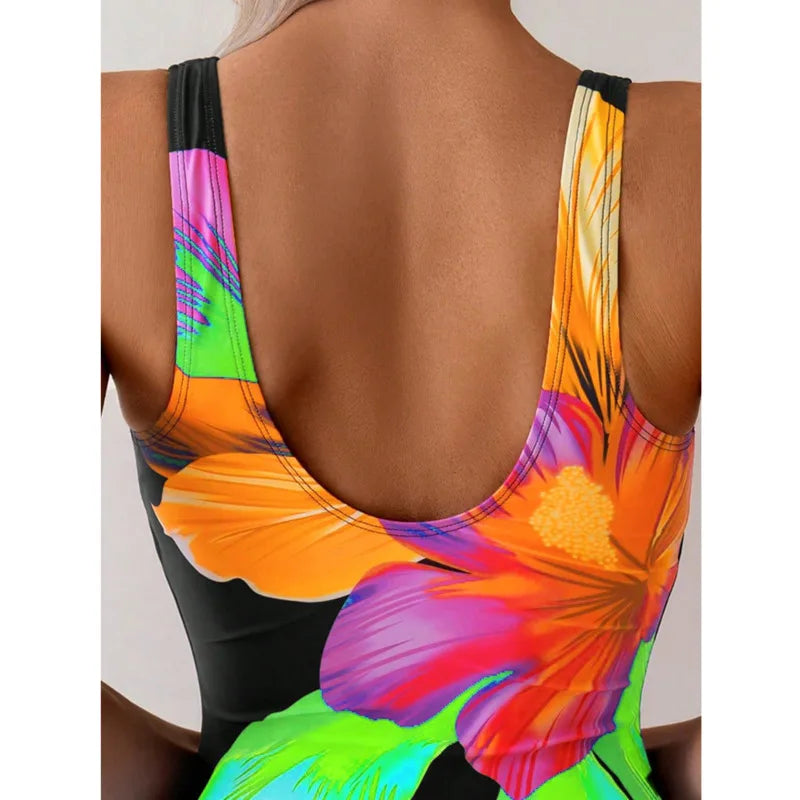 Women’s Printed One-Piece Swimsuit – Push-Up Slim Fit Swimwear for Beach, Pool & Summer Vacation