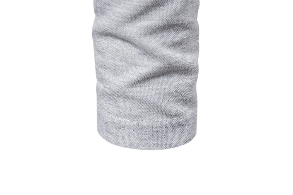 New Men's Deer Embroidery Polo Shirts Solid Colour Long Sleeve Social Business Male